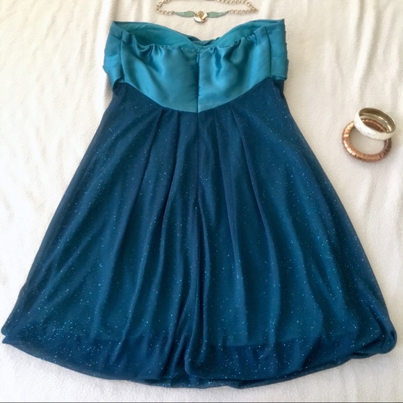 Jump Apparel Peacock Blue Strapless Mini Dress - Picture 5 of 8